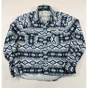 Montana Co Kids Western Shirt Large Blue/White, Pearl Snap